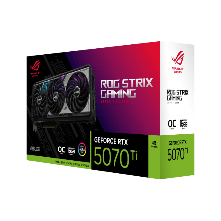 جعبه و بسته‌بندی کارت گرافیک ROG Strix RTX 5070 Ti ایسوس